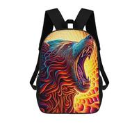 sinyumoney Flaming Bear Artwork Kids School Backpack 3D Printed Fashion School Bag Casual School Bag for Boys Elementary And Middle School Students 17inch