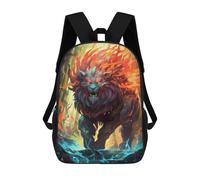 sinyumoney Flaming Beast in Forest Backpack Kids School Bag Boys Cartoon 3D Print Students Schoolbag Laptop Daypack for Boys Girls 17inch