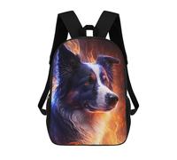 sinyumoney Flaming Border Collie Portrait Rucksack Secondary Causal Travel High School Bags for Boys/Girls/Teenagers 17inch
