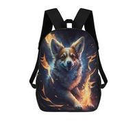 sinyumoney Flaming Corgi Art Print 3D Printed 17 Inch School Backpack Casual Children's Backpacks 3D Printed for Boys Elementary And Middle