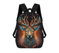 sinyumoney Flaming Deer Artwork Kids Backpack,School Backpack Kids School Bag 3D Printed Cartoon Large Capacity Backpack for Kids Boys And Girls 17inch