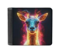 sinyumoney Flaming Deer Portrait -1 3D Print Men's Wallet Credit Card Holder Slots Note Section Modern Style Wallets for Boys Girls 11.7cm*9.5cm