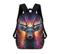sinyumoney Flaming Deer Portrait Backpacks 3D Printed School Bag Casual Kids Fashion School Bag for Boys Middle School Students School 17inch