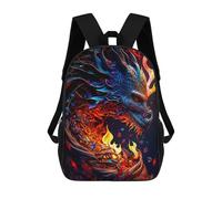 sinyumoney Flaming Dragon Artwork 3D Printed Kids Backpacks Boys Fashion School Bag Travel Backpacks School Bags for Boys Elementary School Students 17inch