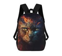 sinyumoney Flaming Feline Majesty Children's Backpacks School Backpack 3D Printed Backpack for Kids Travel Rucksacks Book Bags Kids School Bag 17inch