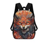 sinyumoney Flaming Fox Artwork -2 Kids Backpacks,3D Personalized School Bookbags for Boys Girls Large Schoolbags Casual Daypack 17inch