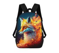 sinyumoney Flaming Fox Artwork 3D Printed School Bag Children's School Backpack Schoolbags Travel Backpacks Casual Fashion Bag for Kids School Students 17inch