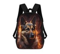 sinyumoney Flaming German Shepherd Portrait Backpacks Kids School Backpack School Bag 3D Printed School Bag for Boys Elementary And Middle School Students 17inch