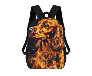 sinyumoney Flaming Golden Retriever Art Print Backpack School Large School Backpack for Boys for Teenage Girls Boys Women Men 17inch