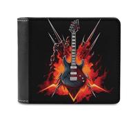 sinyumoney Flaming Guitar Artwork -2 3D Print Wallet Bills Credit Cards Leather RFID Banknote Compartments Fashion Slim Wallets Youth Guys 11.7cm*9.5cm