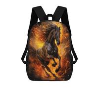sinyumoney Flaming Horse Artwork -3 3D Printed Children's School Backpack for Kids Travel Rucksacks Book Bags Kids School Bag 17inch