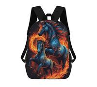 sinyumoney Flaming Horse Artwork Children's Backpack, Schoolbag Large Capacity Students Bookbag Rucksack Knapsack for Boys Girls Adults Teen 17inch