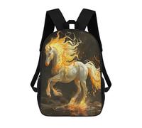 sinyumoney Flaming Horse Fantasy Artwork Backpacks 3D Printed Kids School Backpack School Bag Fashion Rucksacks for Boys Elementary And Middle School Students 17inch