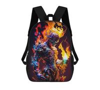 sinyumoney Flaming Inferno Statue School Backpack Secondary Causal Travel High School Bags for Campus Outdoor Travel Sports 17inch