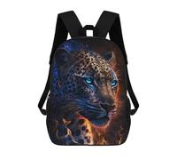 sinyumoney Flaming Leopard Art Print -2 Kids Backpack, Backpack School Bag, Backpacks Kids School 3D Printed School Bags for Elementary And Middle School Students Teens Birthday Gift 17inch