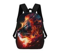 sinyumoney Flaming Lion Artwork -1 Rucksacks 3D Printed Children Backpacks Fashion Casual Daypack Cute Travel Bags Outdoor Casual Daypack for Boy And Girl 17inch