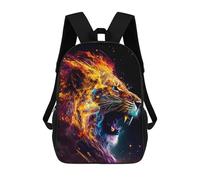 sinyumoney Flaming Lion Artwork -11 Kids Backpack, Backpack School Bag, Backpacks Kids School 3D Printed School Bags for Elementary And Middle School Students Teens Birthday Gift 17inch