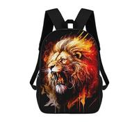 sinyumoney Flaming Lion Artwork -12 Kids Backpacks Children Bag,Anime Bag,Large Capacity Kids Backpack, 3D Printed Children's,Student Schoolbag,Kids Boys Girls School Bag 17inch