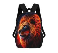 sinyumoney Flaming Lion Artwork -5 Children's School Backpack Fashion Casual Children's Backpacks 3D Printed School Bags Boy Large Backpack 17inch