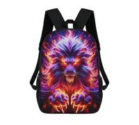 sinyumoney Flaming Lion Artwork Backpacks, Kids Backpack Student School Bag 3D Printed Travel Backpacks Fashion Accessory Backpack Children Waterproof School Bags 17inch