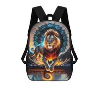sinyumoney Flaming Lion Mystic Guardian School Bags Large Lightweight Casual Backpack for Camping Outdoor Adventures And Daily Travel 17inch
