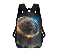 sinyumoney Flaming Lion Ring Artwork Backpacks 3D Printed 17inch Kids School Backpack Outdoor Casual Daypack Casual Travel Bags for Middle School Students