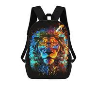 sinyumoney Flaming Lion Sunglasses Art Print -2 School Bags Computer Rucksack for School/Work/Travel for Camping Outdoor Adventures And Daily Travel 17inch