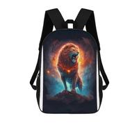 sinyumoney Flaming Lion Wall Art Print Backpack School Bag Large School Backpack for Boys - Perfect for Travel, Work And Daily Use 17inch