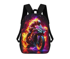 sinyumoney Flaming Motorcycle Ride School Bag 3D Printed Children's School Backpack Casual Fashion Travel Backpacks for Kids School Students 17inch
