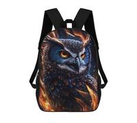sinyumoney Flaming Owl Artwork -1 17 Inch Backpacks Kids Schoolbag,3D Printed Elementary And Middle School Students Backpacks for Boys Girls