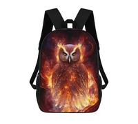 sinyumoney Flaming Owl Artwork Kids Backpacks Children Bag,Anime Bag,Large Capacity Kids Backpack, 3D Printed Children's,Student Schoolbag,Kids Boys Girls School Bag 17inch