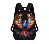 sinyumoney Flaming Phoenix Artwork -2 Backpacks Kids School Backpack School Bag 3D Printed School Bag for Boys Elementary And Middle School Students 17inch