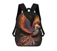 sinyumoney Flaming Phoenix Artwork -3 Children's Backpack, Schoolbag Large Capacity Students Bookbag Rucksack Knapsack for Boys Girls Adults Teen 17inch