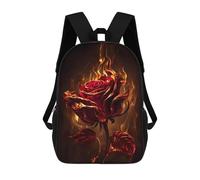 sinyumoney Flaming Red Rose Artwork Backpacks Kids Student Schoolbag,3D Printed Backpacks,Elementary And Middle School Students Backpacks for Boys Girls 17inch