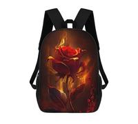 sinyumoney Flaming Rose Artwork-4 School Bag Bookbag 3D Printed Children's Backpacks for Kids Boy Girl Book Bags Kids School Bag Travel Rucksacks 17inch