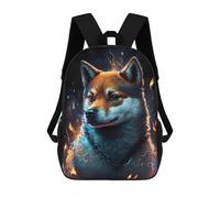 sinyumoney Flaming Shiba Inu Art Print Backpack School Bag High Secondary School Bags Casual Backpack for Teenage Girls Boys Women Men 17inch