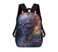 sinyumoney Flaming Skull Artwork -1 3D Printed Kids Backpacks Boys Fashion School Bag Travel Backpacks School Bags for Boys Elementary School Students 17inch