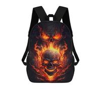 sinyumoney Flaming Skull Artwork -1 School Backpack Lightweight Airport College Students Back Pack for Boys/Girls/Teenagers 17inch