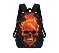 sinyumoney Flaming Skull Artwork -2 Backpack School Water Resistant Travel Backpack Computer Bag - Perfect for Travel, Work And Daily Use 17inch