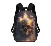 sinyumoney Flaming Skull Artwork -3 Kids School Backpack School Bag 3D Printed School Bag for Boys Elementary And Middle School Students 17inch