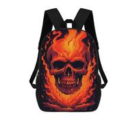 sinyumoney Flaming Skull Artwork -3 School Backpack Secondary Causal Travel High School Bags for Camping Outdoor Adventures And Daily Travel 17inch