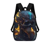 sinyumoney Flaming Skull Artwork -5 3D Printed Children's School Backpack for Kids Travel Rucksacks Book Bags Kids School Bag 17inch