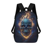 sinyumoney Flaming Skull Artwork -9 Children's 17 Inch School Backpack 3D Printed Casual Daypacks for Kids Travel Rucksacks Book Bags Kids School Bag