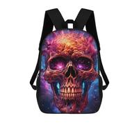 sinyumoney Flaming Skull Artwork Backpack Kids School Bag Boys Cartoon 3D Print Students Schoolbag Laptop Daypack for Boys Girls 17inch