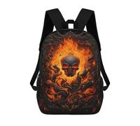sinyumoney Flaming Skull Artwork Backpack School Bag Daypacks Business Backpack Water Resistant Bookbag for Girls Boys Teenage 17inch