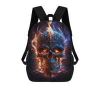 sinyumoney Flaming Skull Artwork Children's Backpack, Schoolbag Large Capacity Students Bookbag Rucksack Knapsack for Boys Girls Adults Teen 17inch