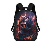 sinyumoney Flaming Skull Artwork Kids Backpack, Kids School Bag 3D Printed School Backpacks for Boys And Teenager School Students 17inch
