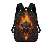 sinyumoney Flaming Skull Artwork School Backpack Lightweight Airport College Students Back Pack for Boys/Girls/Teenagers 17inch