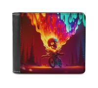 sinyumoney Flaming Skull Rider 3D Print Clutch Purse Coin Pocket ID RFID Blocking Stylish Banknote Compartments Fashion Slim Wallets 11.7cm*9.5cm