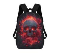 sinyumoney Flaming Skull Roses Art Print School Bags Large Water Resistant Laptop Backpack - Perfect for Travel, Work And Daily Use 17inch